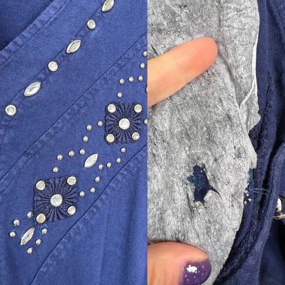 Vintage 80’s Western Bedazzled Jumpsuit Navy Blue small - Picture 10 of 12